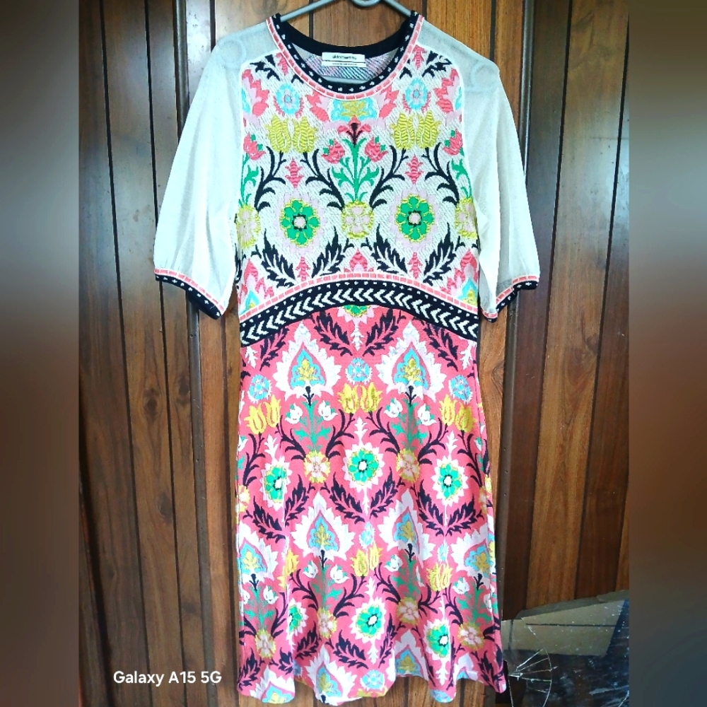 Aldo Martins Casual Pink and Yellow Sundress with Raglan Sleeves